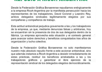 COMUNICADO DE REPUDIO A RICOH ARGENTINA